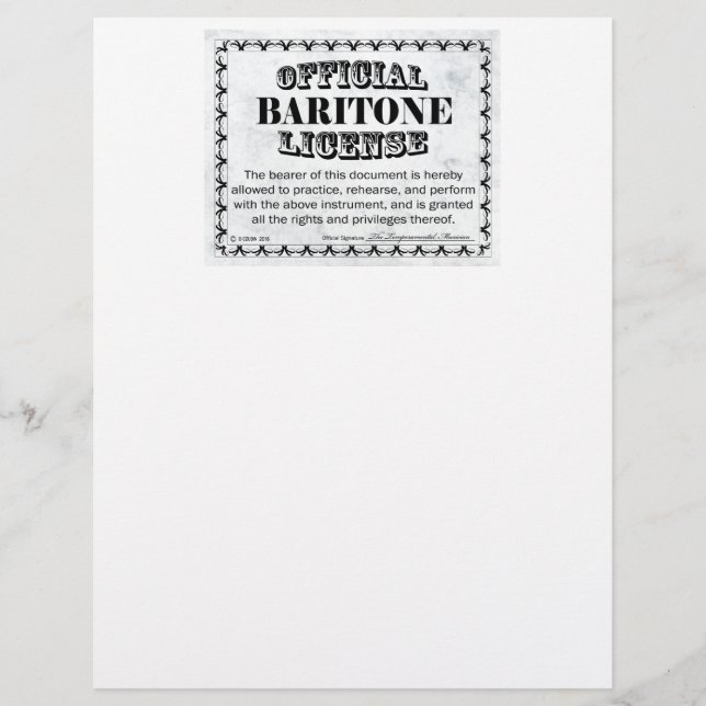 Baritone Lizenz (Vorderseite)