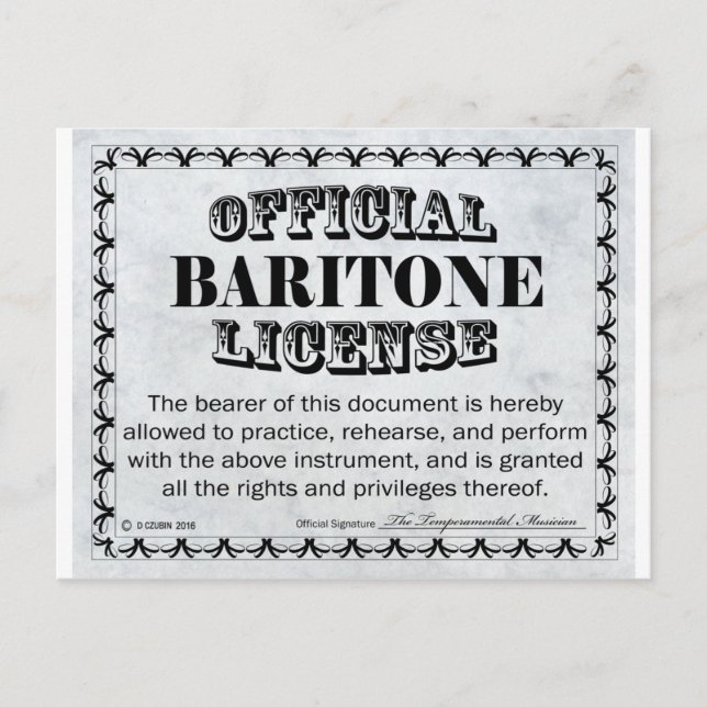 Baritone Lizenz Postkarte (Vorderseite)