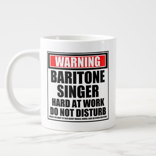 Baritone Sänger hart am Arbeitsplatz warnen Jumbo-Tasse (Links)