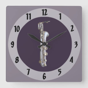 Baritone Saxophon Quadratische Wanduhr
