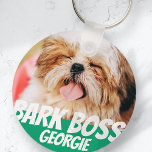 Bark Boss Haustier Foto Modernes, Cooles Einfaches Schlüsselanhänger<br><div class="desc">Design ist einfach mit einem einfachen Hintergrund und sans Serif Typografie für einen Superhelden-Look.</div>
