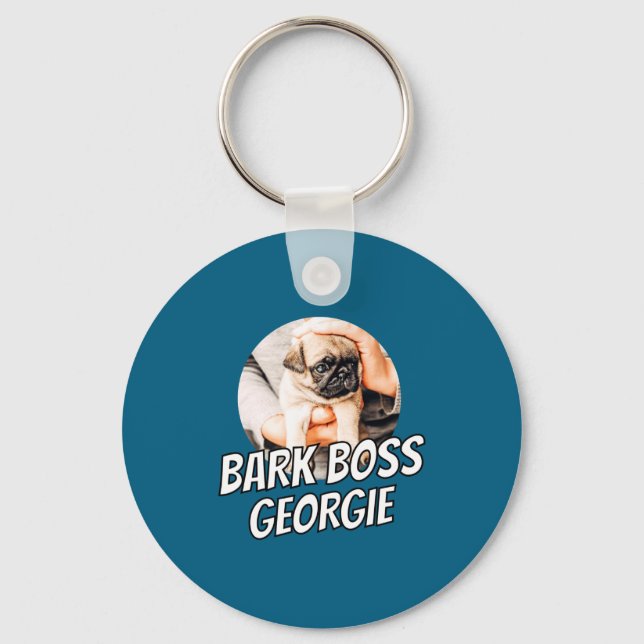 Bark Boss Pet Dog Photo Modern Simple Cool  Schlüsselanhänger (Vorderseite)