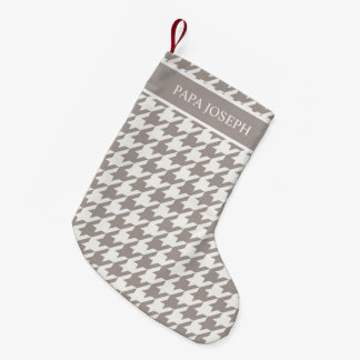 Bark Greige Houndstooth Familienname Kleiner Weihnachtsstrumpf