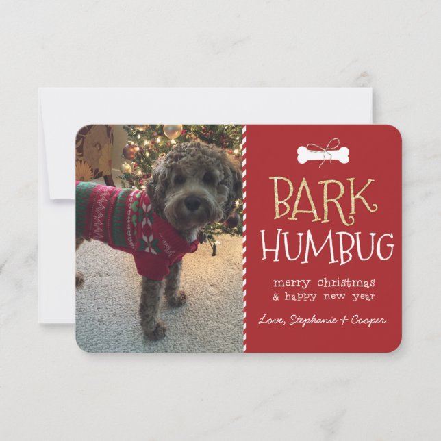 Bark Humbug Dog Weihnachtskarte Einladung (Vorderseite)