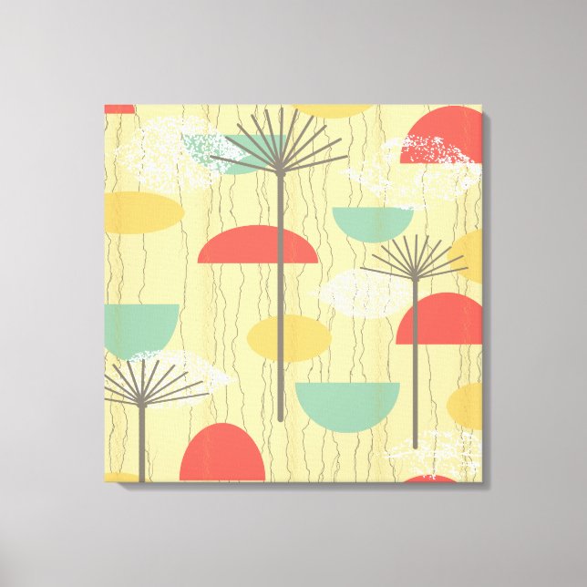 Barkcloth Abstrakte Blume Leinwanddruck (Vorderseite)