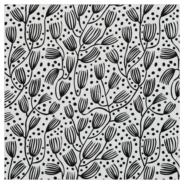 Barkcloth Style Pattern - Schwarz auf Weiß Stoff (Muster)