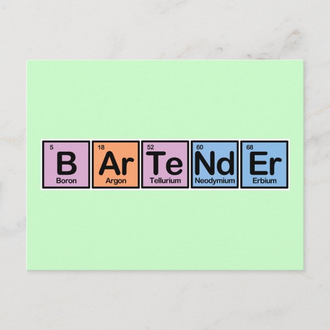 Barkeeper aus Elementen Postkarte (Vorderseite)