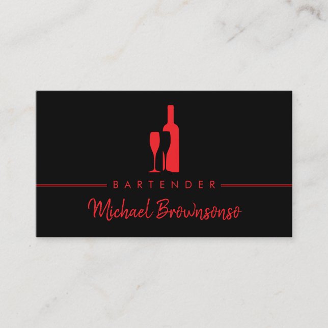 Barkeeper Bar Club Modernes Schwarzes Rotes Meer Visitenkarte (Vorderseite)