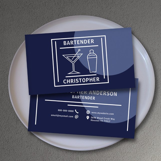 Barkeeper - Blau Visitenkarte (Bartender - Blue Business Card)