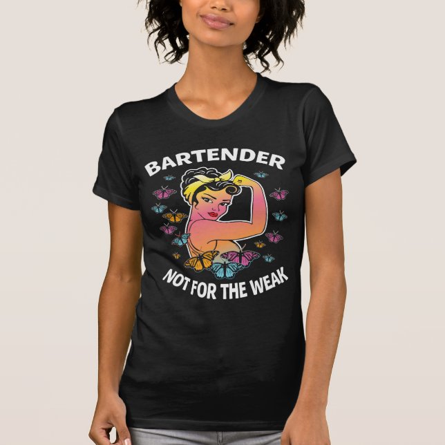 Barkeeper Butterfly Proud Coworker Sprichwort T-Shirt (Vorderseite)