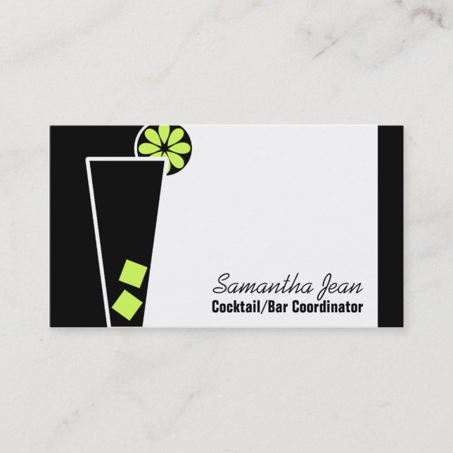 Barkeeper-Cocktail-Koordinator-Geschäfts-Karte Visitenkarte (Vorderseite)
