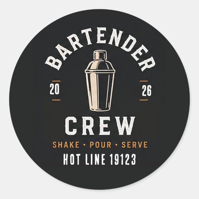🍸 Barkeeper-Crew Bar-Personal Uniform🍸 Runder Aufkleber (Vorderseite)