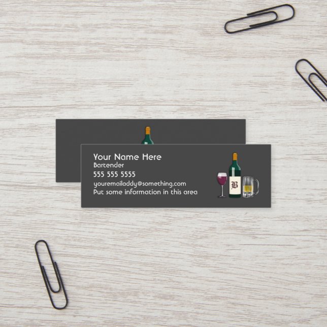Barkeeper Dark Mini Visitenkarte (Vorderseite/Rückseite Beispiel)