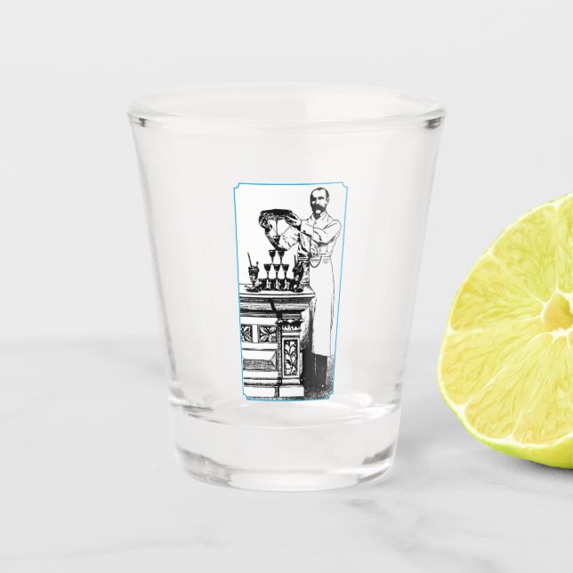 Barkeeper der alten Zeit Schnapsglas (Vorderseite)
