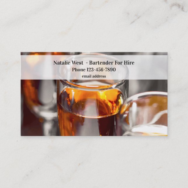 Barkeeper für die Vermietung von Bischofskarten Visitenkarte (Vorderseite)