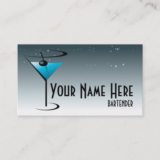 Barkeeper-Geschäfts-Karten-Martini-Logo Visitenkarte (Vorderseite)