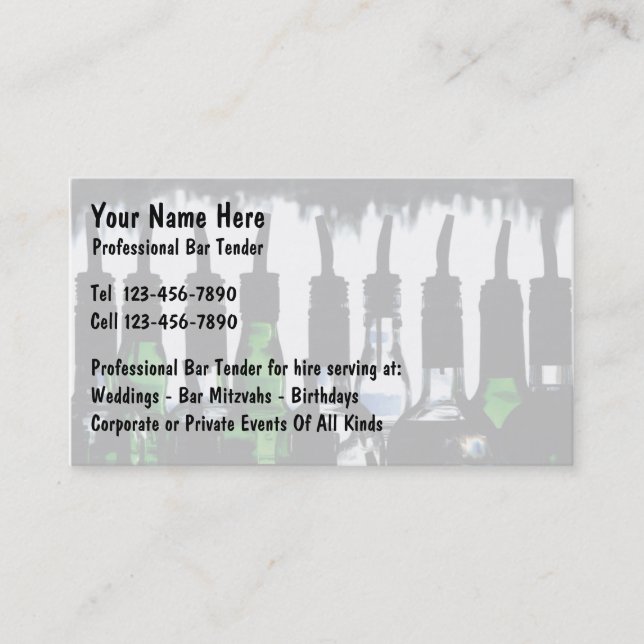 Barkeeper-Geschäfts-Karten Visitenkarte (Vorderseite)