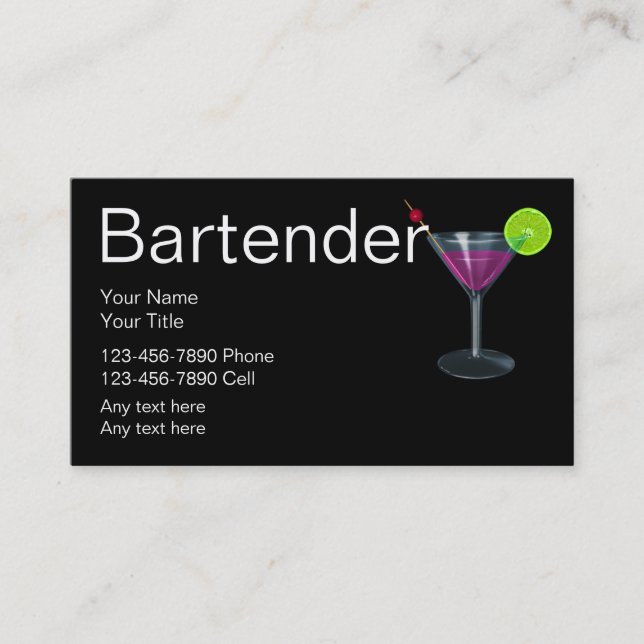 Barkeeper-Geschäfts-Karten Visitenkarte (Vorderseite)