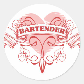 Barkeeper Heart Graphic Runder Aufkleber