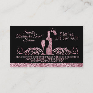 Barkeeper in Rosa Schwarz Visitenkarte