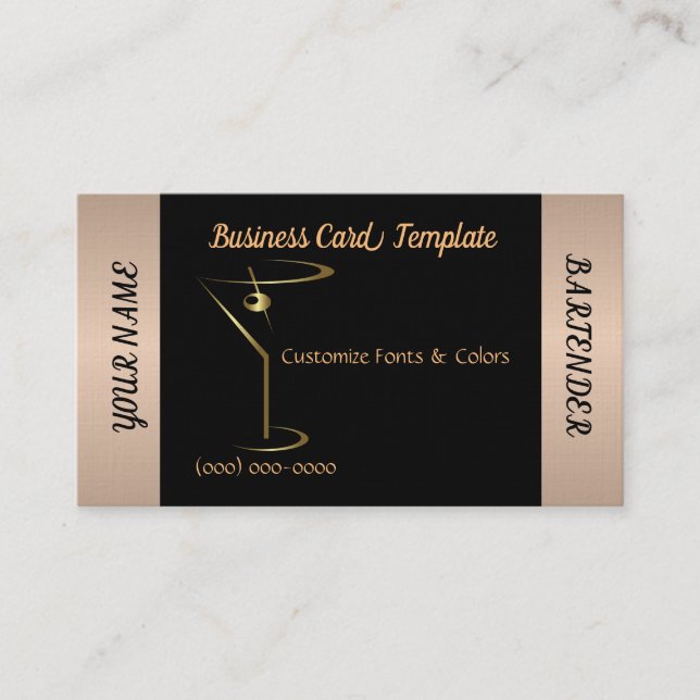 Barkeeper Martini-Cocktail-Logo  Visitenkarte (Vorderseite)