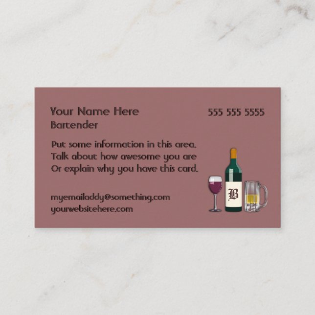 Barkeeper Mauve Visitenkarte (Vorderseite)