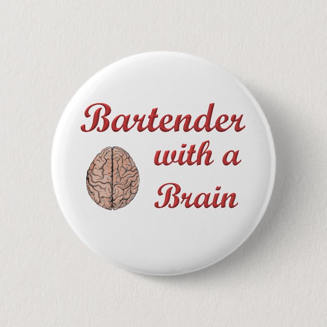Barkeeper mit einem Gehirn Button (Vorderseite)