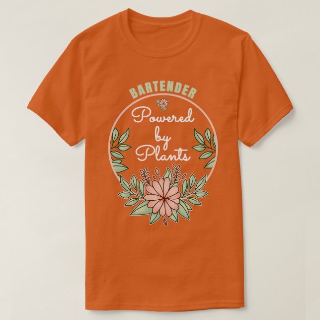 Barkeeper mit Pflanze, die über die Bauweise hinau T-Shirt (Design vorne)