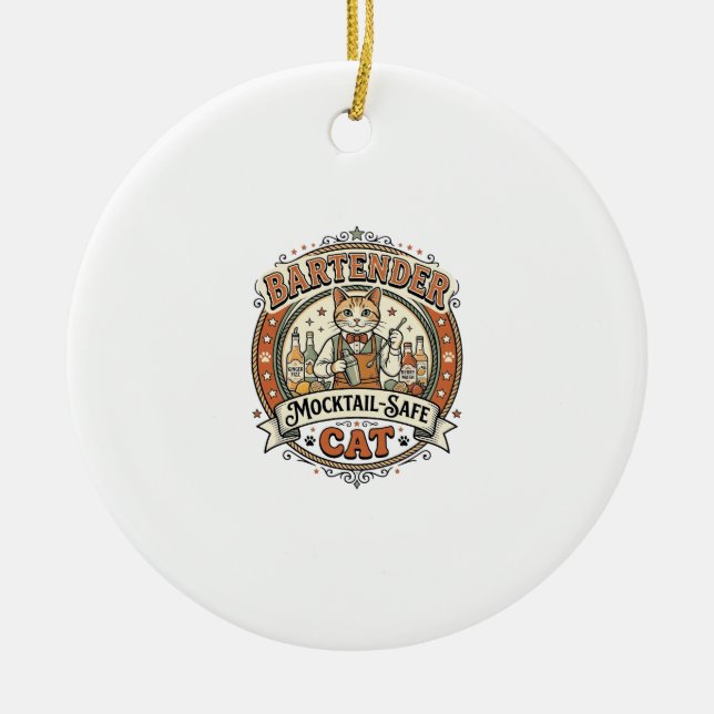 Barkeeper Mocktail-sicher Katze Barkeeper Mocktail Keramik Ornament (Vorne)