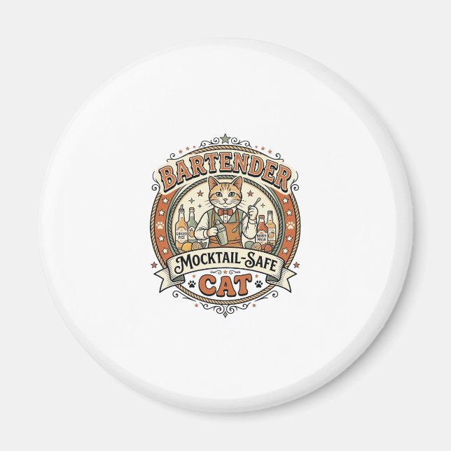 Barkeeper Mocktail-sicher Katze Barkeeper Mocktail Magnet (Vorne)