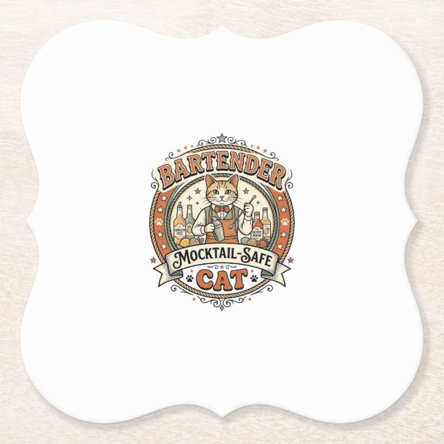Barkeeper Mocktail-sicher Katze Barkeeper Mocktail Untersetzer (Vorderseite)