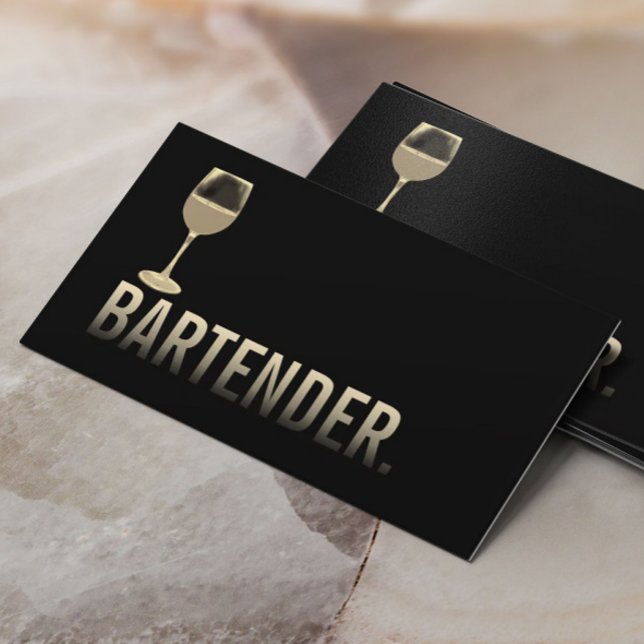 Barkeeper Modernes Gold Wine Bar Minimalistisch #2 Visitenkarte (Von Creator hochgeladen)