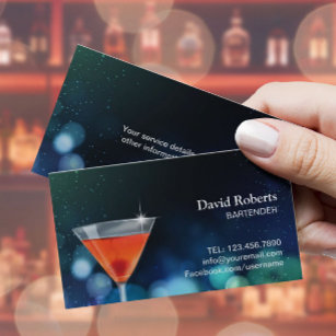 Barkeeper Nightclub Cocktail Bar Moderne Visitenkarte