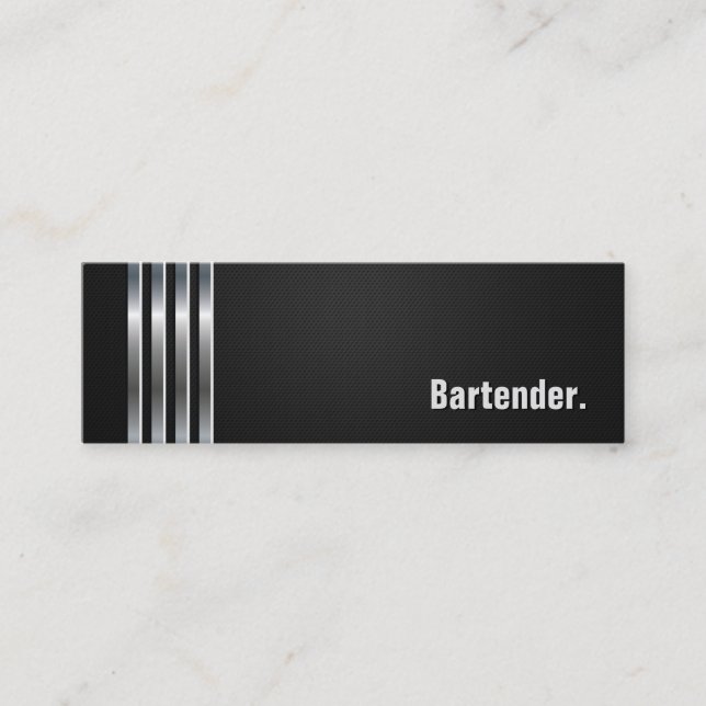 Barkeeper - Schwarze Silberstreifen Mini Visitenkarte (Vorderseite)