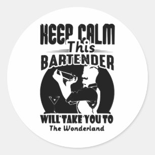 Barkeeper Shirt - Ruhe Behalten Dieser Barkeeper T Runder Aufkleber