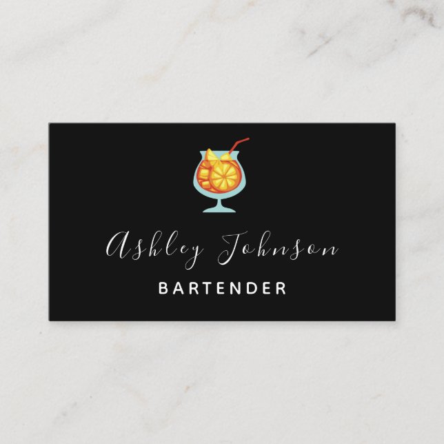 Barkeeper Sommelier Tropischer Cocktail Hübsch Sch Visitenkarte (Vorderseite)