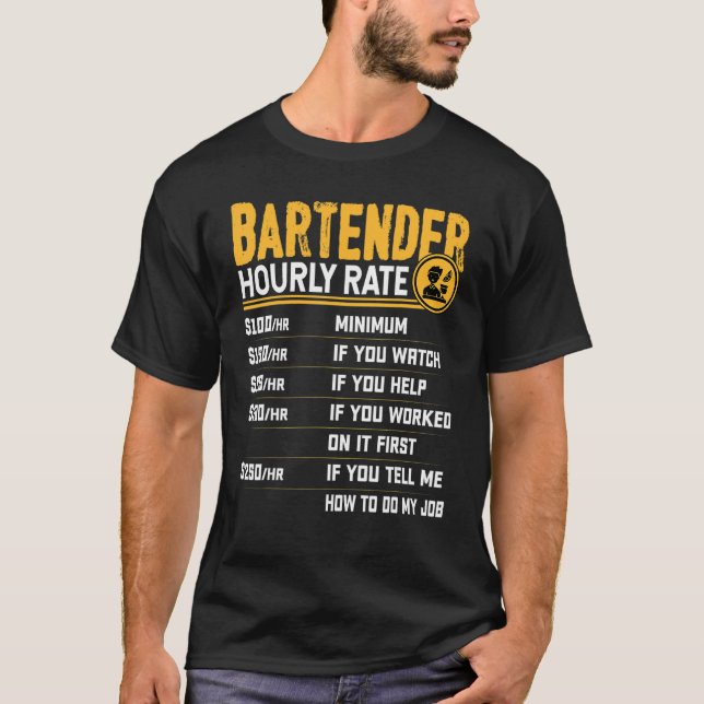 Barkeeper Stundensatz Bartending Barkeeper Mixolog T-Shirt (Vorderseite)