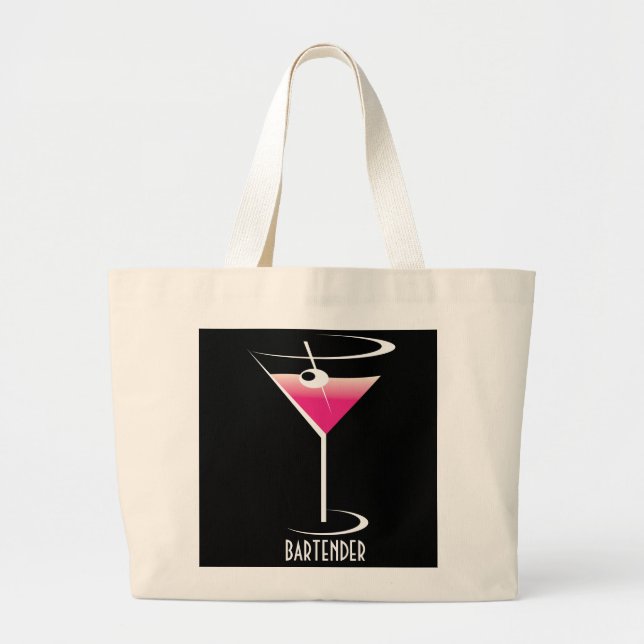 Barkeeper-Taschen-Tasche Rosa Martini Jumbo Stoffbeutel (Vorne)