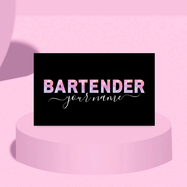 Barkeeper Typografie Signature Calligraphy Black Visitenkarte (Von Creator hochgeladen)