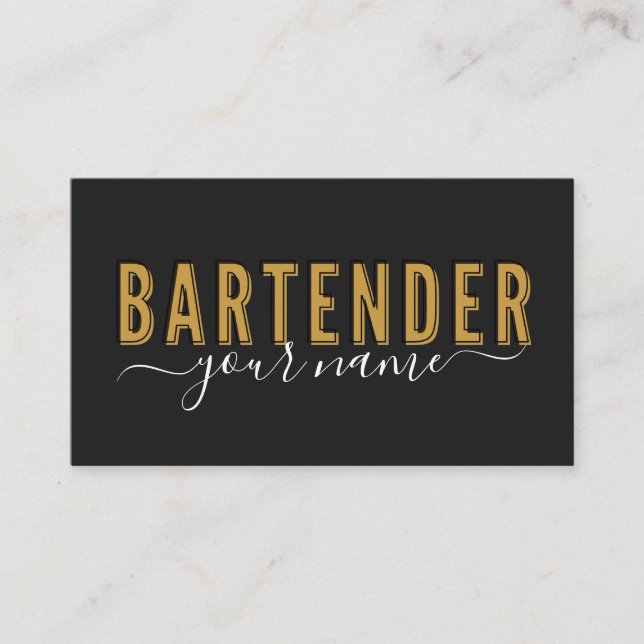 Barkeeper Vintag Retro Typografie Visitenkarte (Vorderseite)