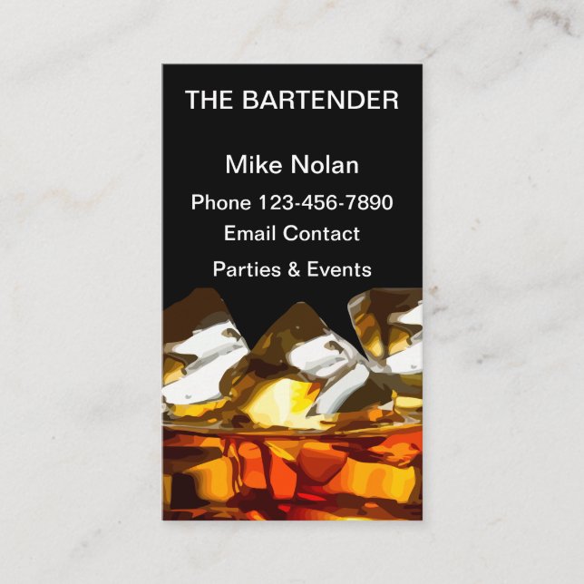 Barkeeper-Whisky-Glas Visitenkarte (Vorderseite)