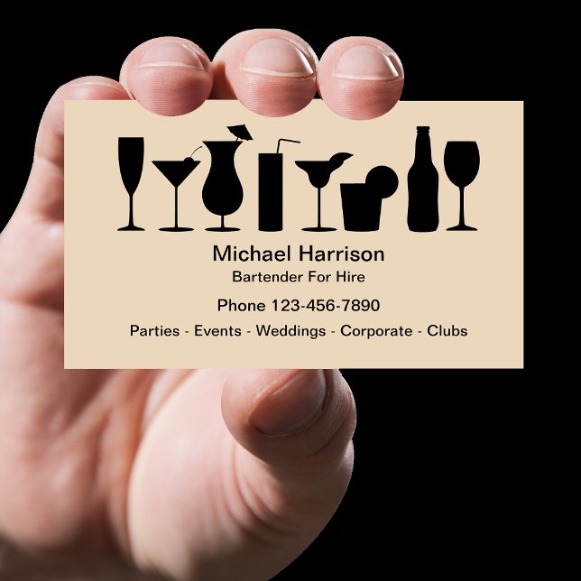 Barkeeper zum Mieten von Mixologen Visitenkarte (Von Creator hochgeladen)