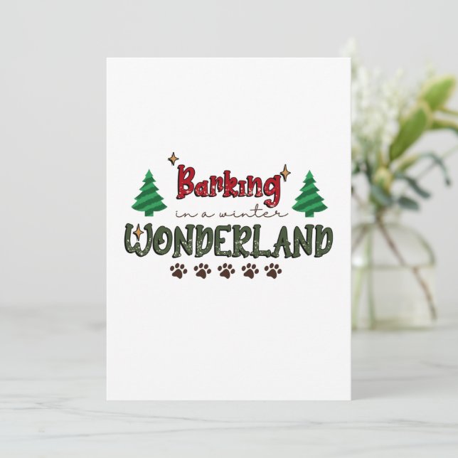 Barken in einem Winter Wonderland - Hundestweihnac Dankeskarte (Stehend Vorderseite)