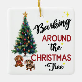 Barken um den Weihnachtsbaum: Dackel Keramikornament
