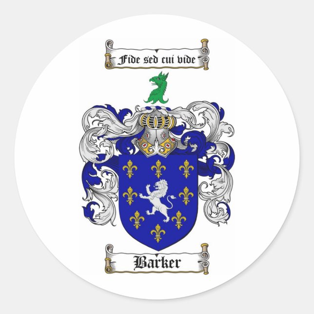 BARKER-FAMILIENWAPPEN - BARKERCOAT VON WAFFEN RUNDER AUFKLEBER (Vorderseite)