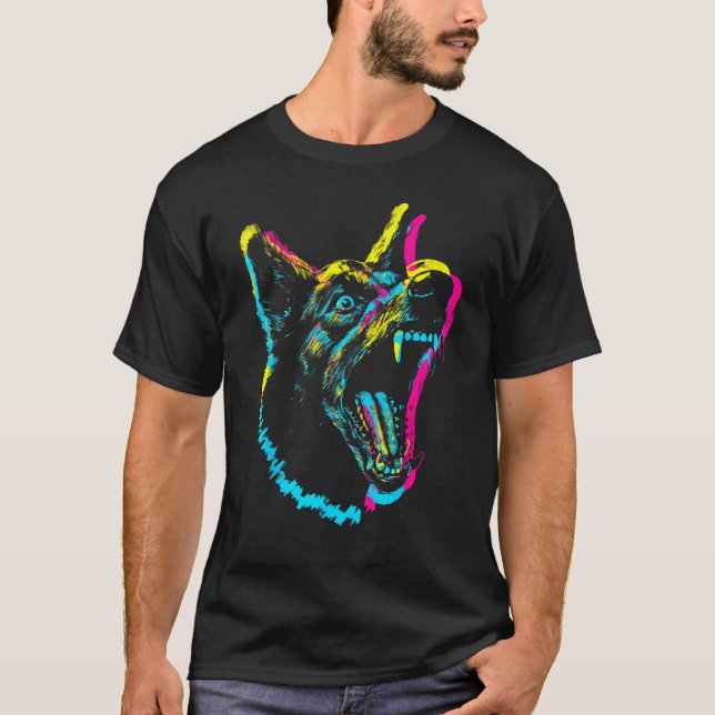 Barking Dog Punk Gothic Rave Wear Edgy EDM Grunge  T-Shirt (Vorderseite)