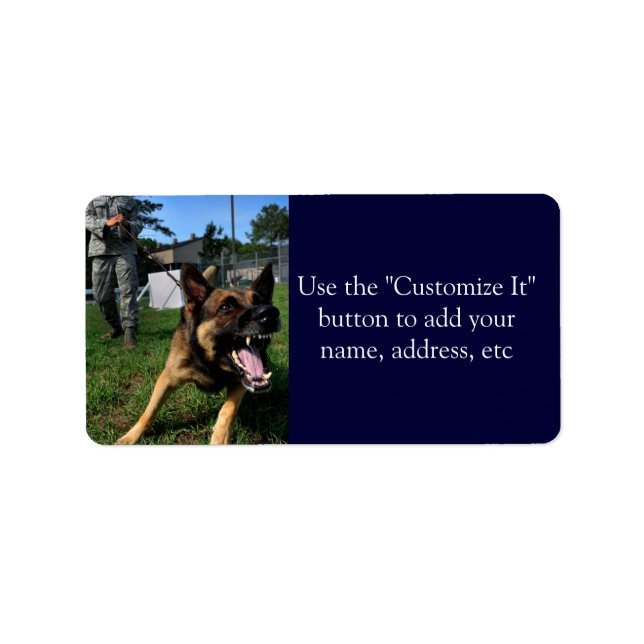 Barking German Shepherd Adressaufkleber (Vorne)