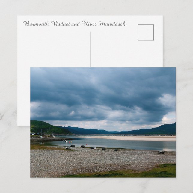Barmouth Viaduct und River Mawddach Estuary Postkarte (Vorne/Hinten)