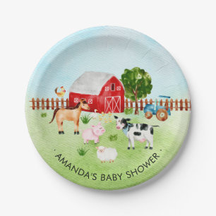 Barn Animals Farm Tiere Baby Dusche 7" Plättchen Pappteller