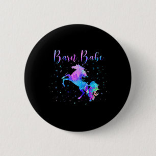 Barn Babe Funny Horse Owner Reitsport Girls Button